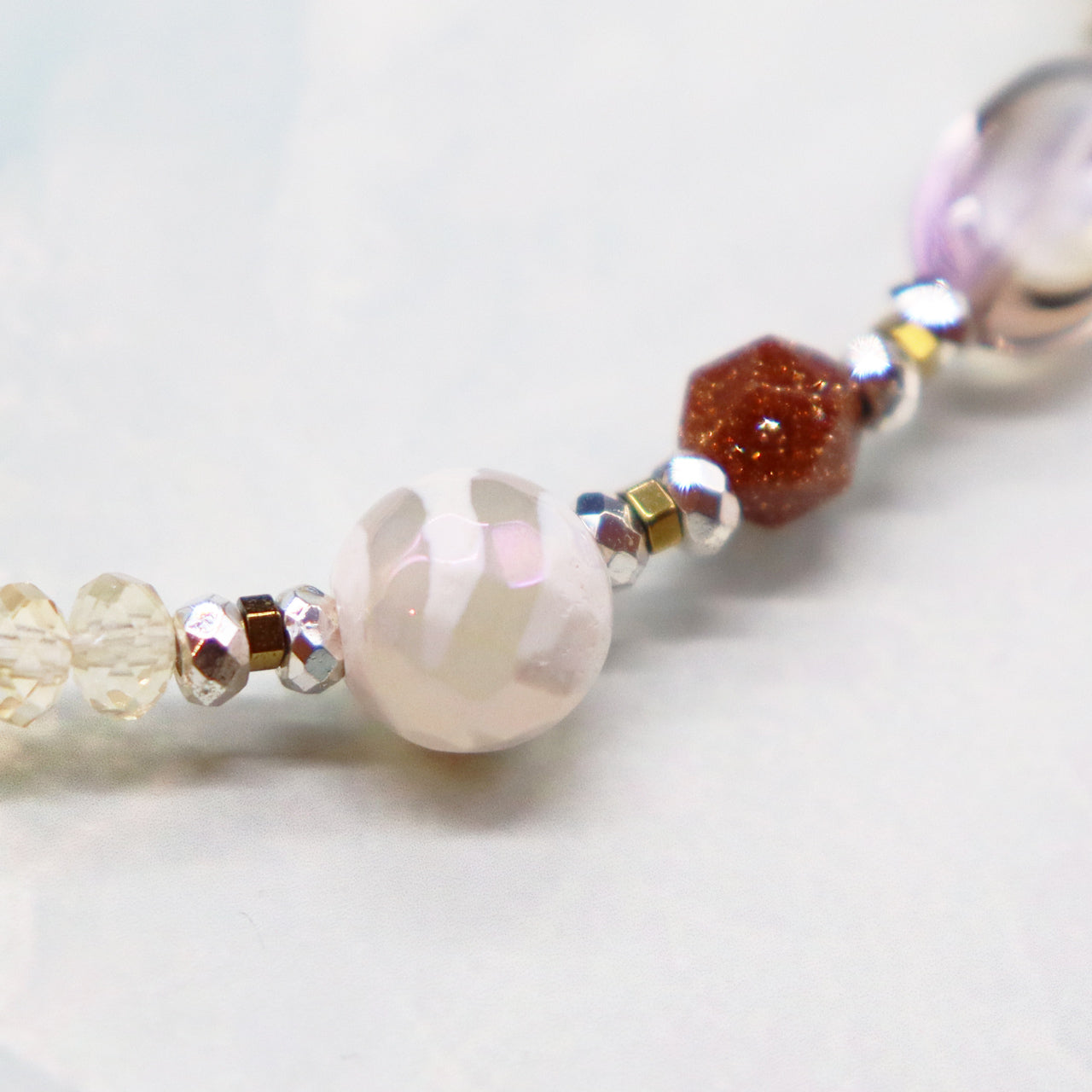 【Like a Honey Candy】水紋天珠×シトリン×アメトリン×バロックパール ブレスレット