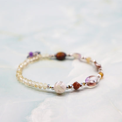 【Like a Honey Candy】水紋天珠×シトリン×アメトリン×バロックパール ブレスレット