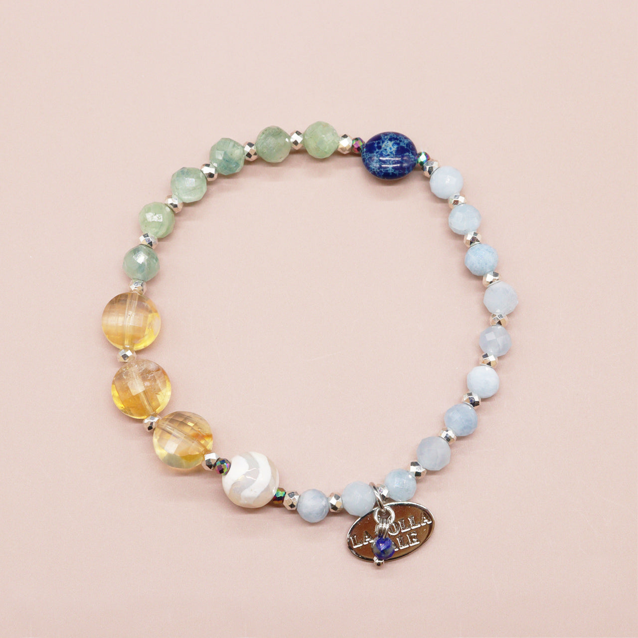 【Like a Honey Candy】水紋天珠×シトリン×カイヤナイト×アクアマリン ブレスレット