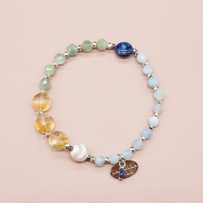 【Like a Honey Candy】水紋天珠×シトリン×カイヤナイト×アクアマリン ブレスレット