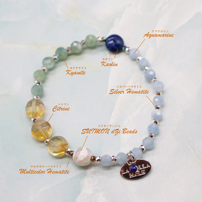 【Like a Honey Candy】水紋天珠×シトリン×カイヤナイト×アクアマリン ブレスレット