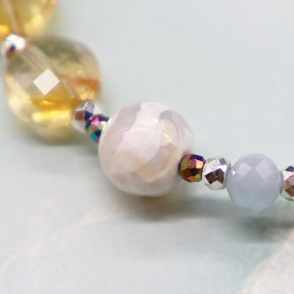 【Like a Honey Candy】水紋天珠×シトリン×カイヤナイト×アクアマリン ブレスレット