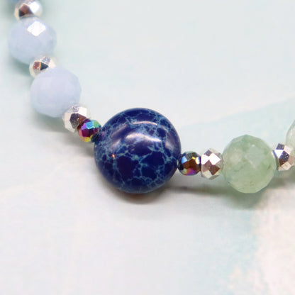 【Like a Honey Candy】水紋天珠×シトリン×カイヤナイト×アクアマリン ブレスレット