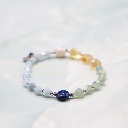 【Like a Honey Candy】水紋天珠×シトリン×カイヤナイト×アクアマリン ブレスレット