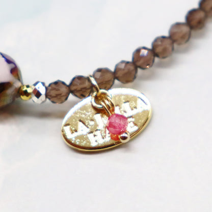 【Like a Honey Candy】亀甲天珠×シトリン×パール×スモーキークォーツ ブレスレット