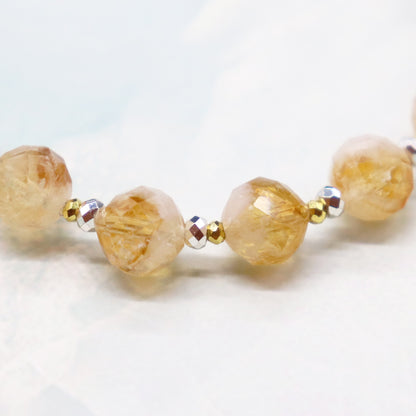 【Like a Honey Candy】亀甲天珠×シトリン×パール×スモーキークォーツ ブレスレット