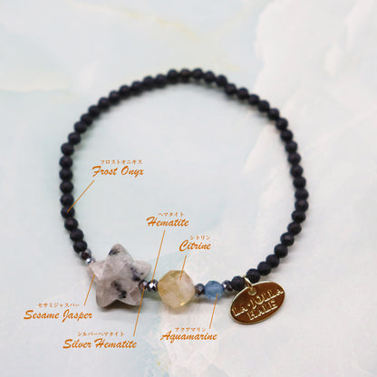 【Like a Honey Candy】シトリン×セサミジャスパー×フロストオニキス ブレスレット