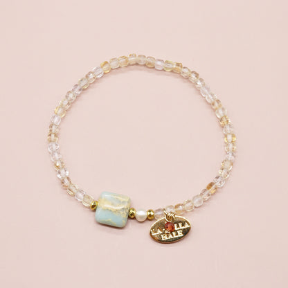 【Like a Honey Candy】シトリン×インプレッションストーン×パール ブレスレット