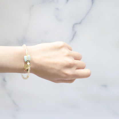 【Like a Honey Candy】シトリン×インプレッションストーン×パール ブレスレット