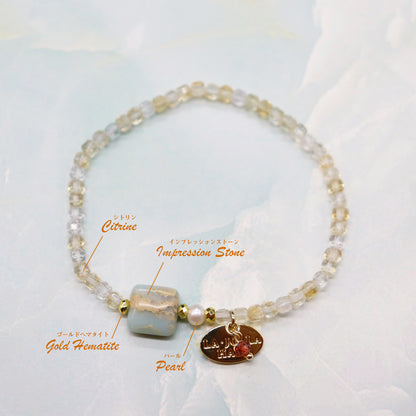 【Like a Honey Candy】シトリン×インプレッションストーン×パール ブレスレット