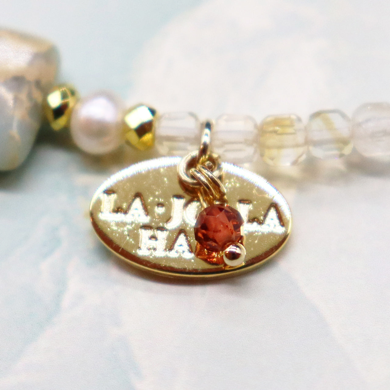 【Like a Honey Candy】シトリン×インプレッションストーン×パール ブレスレット