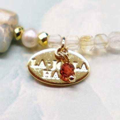 【Like a Honey Candy】シトリン×インプレッションストーン×パール ブレスレット