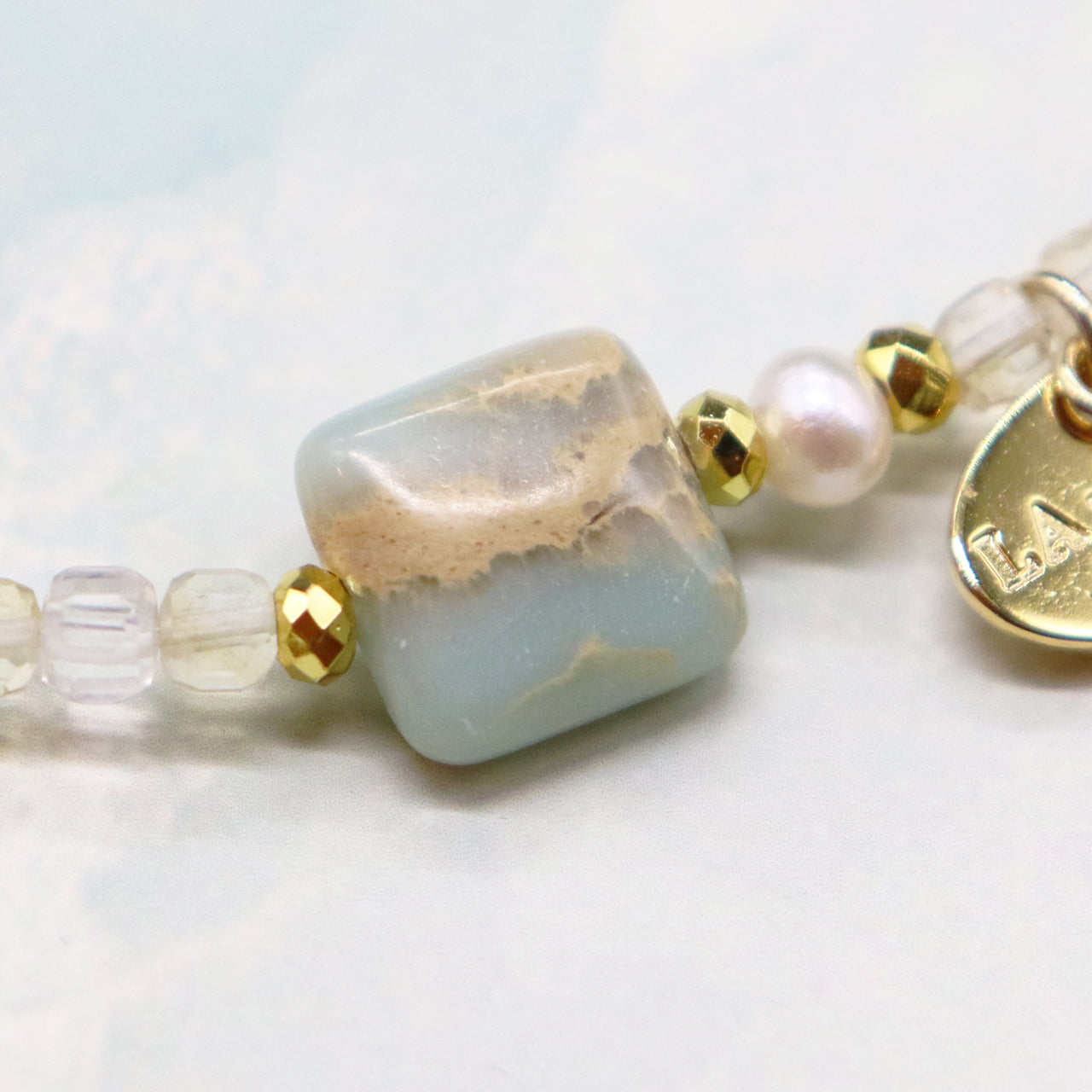 【Like a Honey Candy】シトリン×インプレッションストーン×パール ブレスレット