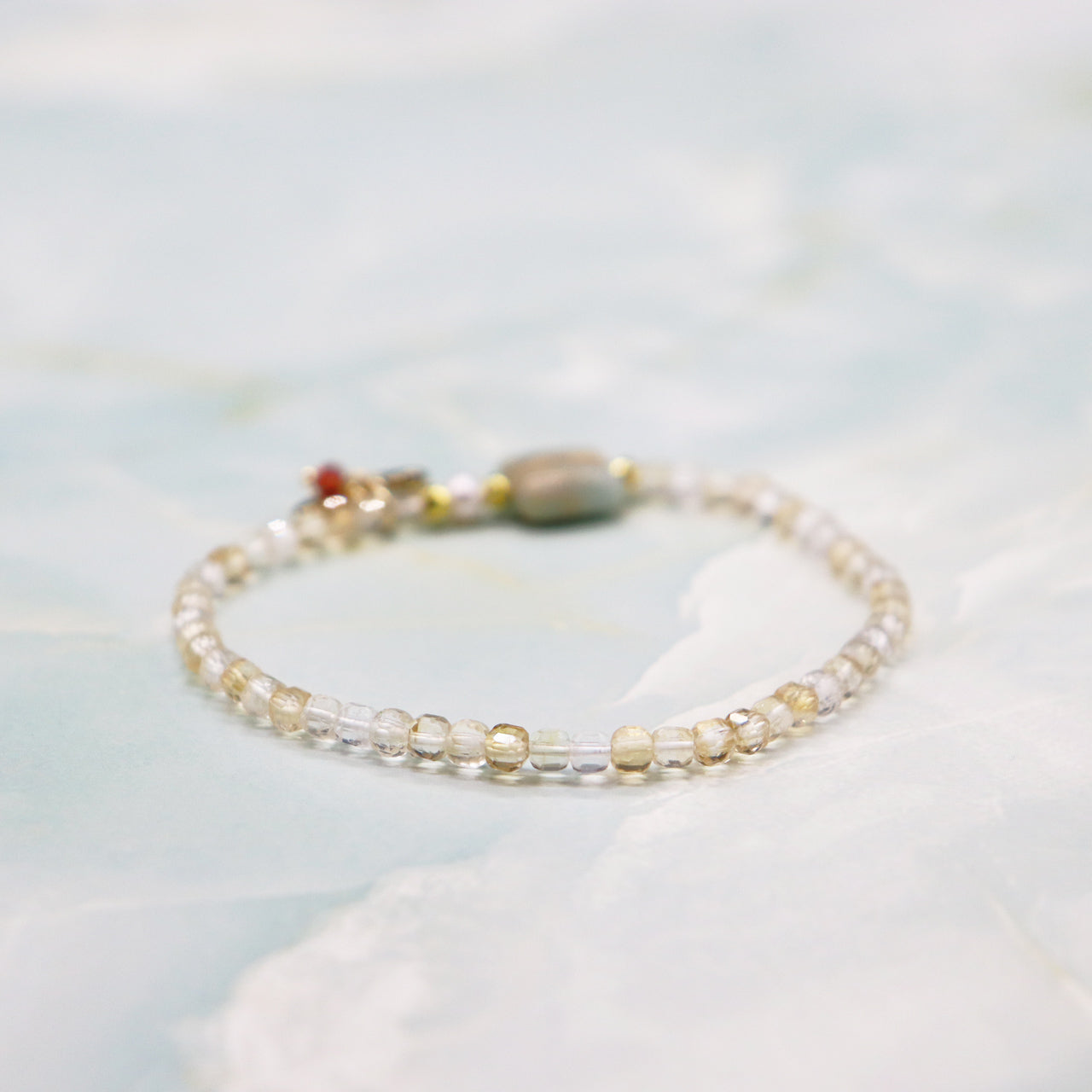 【Like a Honey Candy】シトリン×インプレッションストーン×パール ブレスレット